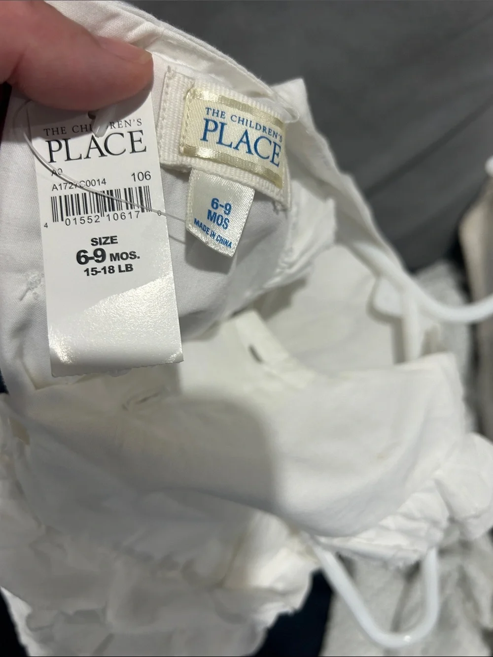 Children’s place white dress with match undies.6-9months